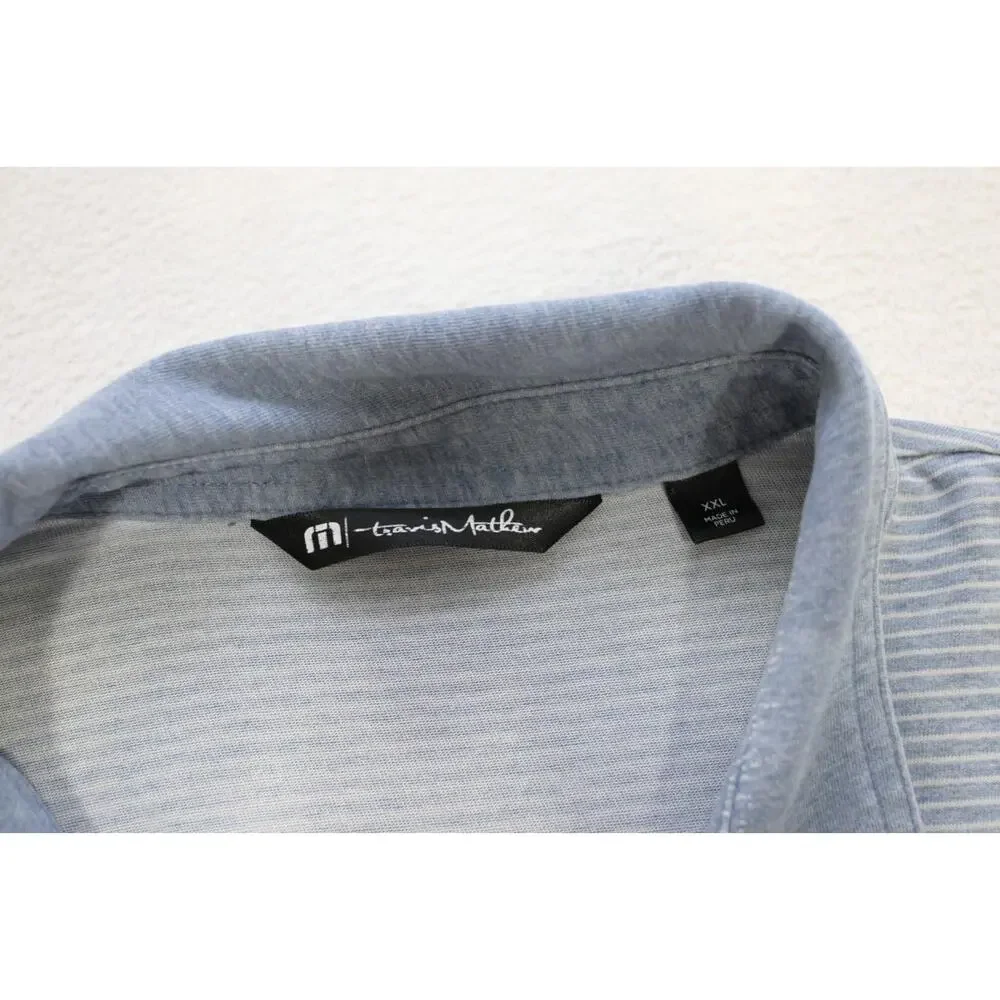 Travis Mathew Golf Polo Striped Pima Poly Stretch Golf Shirt Mens Size 2XL XXL - Picture 10 of 11